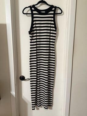 Nordstrom black and White Striped Sleeveless Maxi Dress